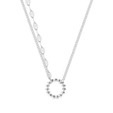Silver Clavicle Chain Necklace Shining Circle Round Multilayer Jewelry