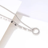 Silver Clavicle Chain Necklace Shining Circle Round Multilayer Jewelry