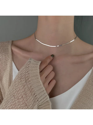 Silver Clavicle Chain Necklace Girls Neck Chain Snake Bone Chain