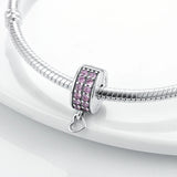 Silver Clip Charm Pink Pave CZ for Bracelet DIY