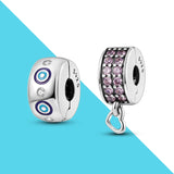 Silver Clip Charm Pink Pave CZ for Bracelet DIY