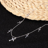 Silver Cross Necklace for Women Choker Chain Jewelry