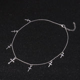 Silver Cross Necklace for Women Choker Chain Jewelry
