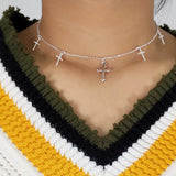 Silver Cross Necklace for Women Choker Chain Jewelry