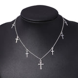 Silver Cross Necklace for Women Choker Chain Jewelry