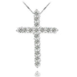 Silver Cross Pendant Necklace with Austria Crystal Zircon Allergy Women Necklace