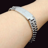 Silver Cross Scripture ID Bracelet Stainless Steel Charm HB1215