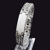 Silver Cross Scripture ID Bracelet Stainless Steel Charm HB1215