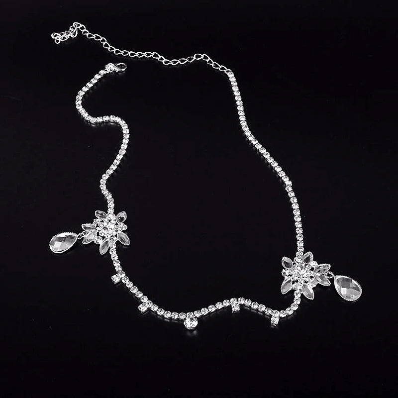 Silver Crystal Rhinestone Wedding Headpiece Bridal Head Chain Headband