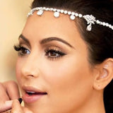 Silver Crystal Rhinestone Wedding Headpiece Bridal Head Chain Headband