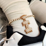 Letter Chain Anklet for Women Crown Initials Bracelet Jewelry