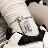 Letter Chain Anklet for Women Crown Initials Bracelet Jewelry