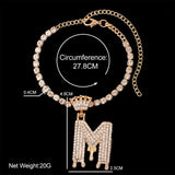 Letter Chain Anklet for Women Crown Initials Bracelet Jewelry