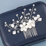 Pearl Bridal Hair Comb Wedding Tiara Silver Crystal Headpiece