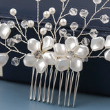 Pearl Bridal Hair Comb Wedding Tiara Silver Crystal Headpiece