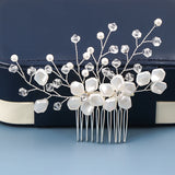 Pearl Bridal Hair Comb Wedding Tiara Silver Crystal Headpiece