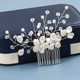 Pearl Bridal Hair Comb Wedding Tiara Silver Crystal Headpiece
