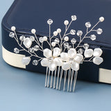 Pearl Bridal Hair Comb Wedding Tiara Silver Crystal Headpiece