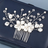 Pearl Bridal Hair Comb Wedding Tiara Silver Crystal Headpiece