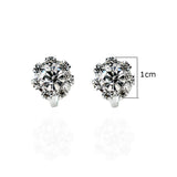 Silver Crystal Flower Heart Clip Earrings Non Pierced Floral Jewelry