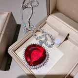 Silver Crystal Necklace Heart Jewelry Cubic Zircon Chain Necklaces