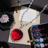 Silver Crystal Necklace Heart Jewelry Cubic Zircon Chain Necklaces