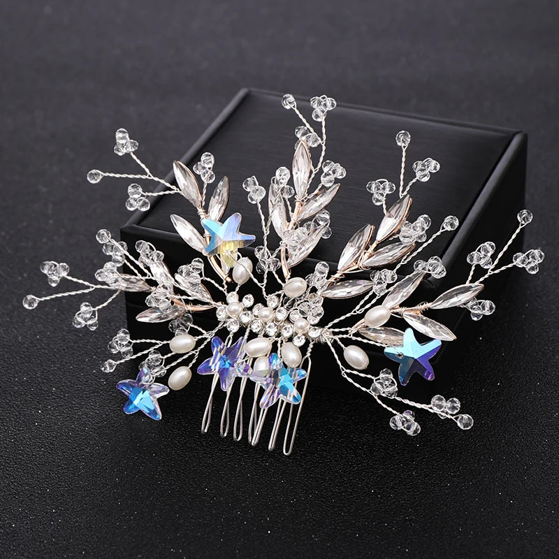 Silver Crystal Rhinestone Wedding Hair Combs Bridal Headpiece Tiara