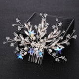 Silver Crystal Rhinestone Wedding Hair Combs Bridal Headpiece Tiara