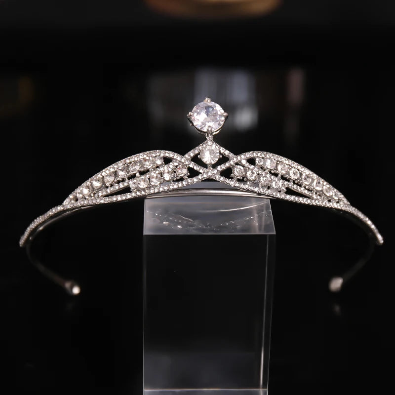 Silver Crystal Tiara Crown for Bridal Wedding Queen Princess Hair