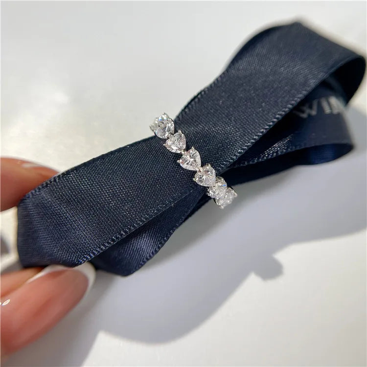 Heart Rings For Women Crystal Zircon Minimalist Open Ring Charming Jewelry