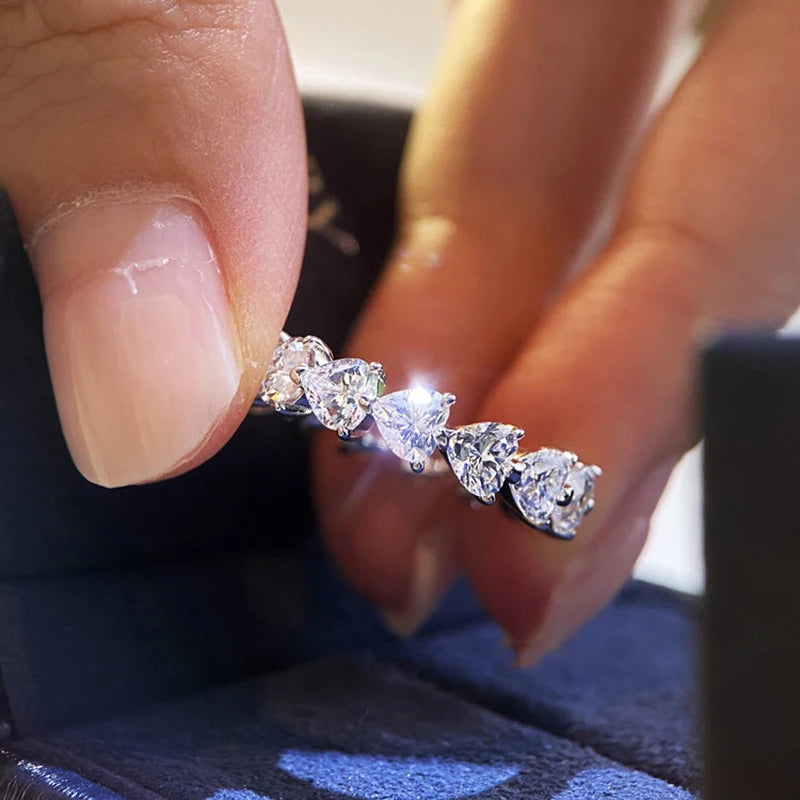 Heart Rings For Women Crystal Zircon Minimalist Open Ring Charming Jewelry