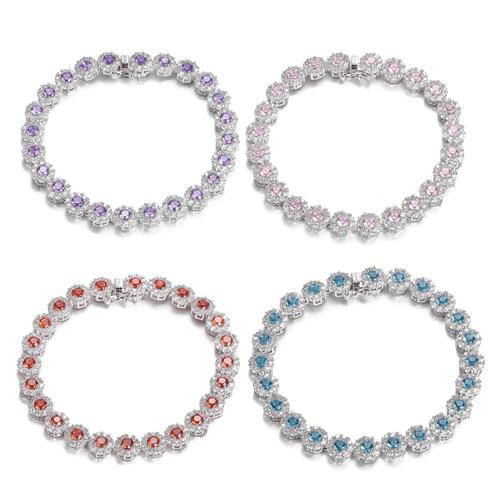 Silver Crystal Zircon Tennis Bracelet for Women CZ Bangle Wedding Party