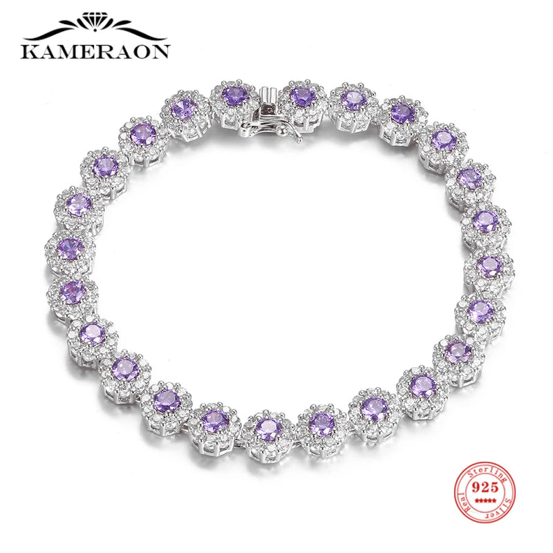 Silver Crystal Zircon Tennis Bracelet for Women CZ Bangle Wedding Party