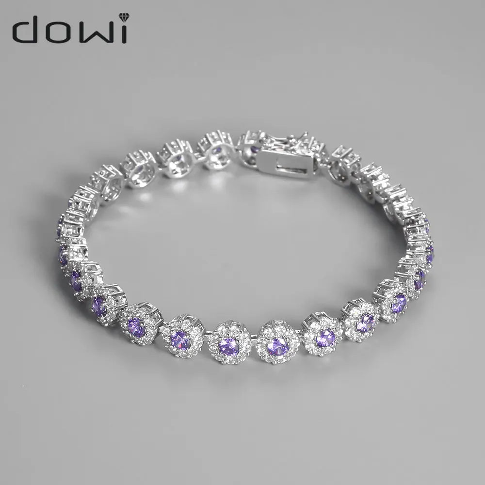 Silver Crystal Zircon Tennis Bracelet for Women CZ Bangle