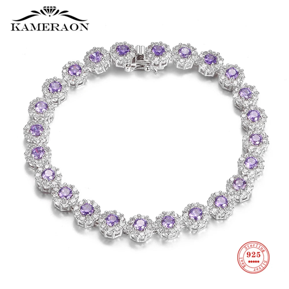 Silver Crystal Zircon Tennis Bracelet for Women CZ Bangle