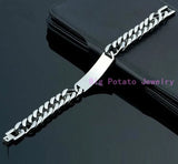 Mens Silver Cuban Link Chain ID Bracelet 22cm*15MM