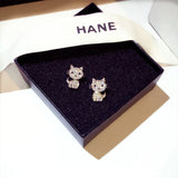 Silver Cat Stud Earrings For Women - Hypoallergenic Bling Jewelry