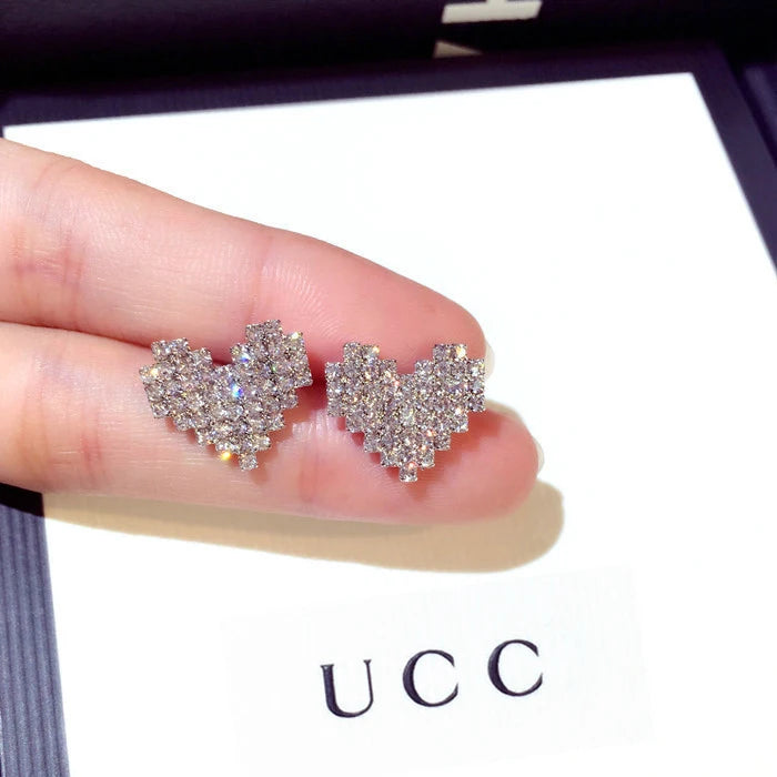 Silver Zircon Stone Stud Earrings for Women Jewelry