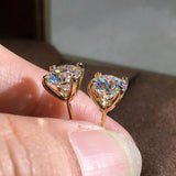 Silver Zircon Stud Earrings Wedding Jewelry