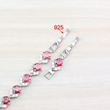 Silver Red Garnet Bracelet Health Jewelry for Women Box SL116