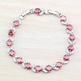 Silver Red Garnet Bracelet Health Jewelry for Women Box SL116