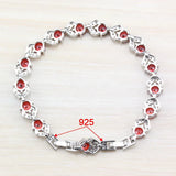 Silver Red Garnet Bracelet Health Jewelry for Women Box SL116