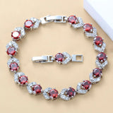 Silver Red Garnet Bracelet Health Jewelry for Women Box SL116
