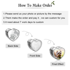 Silver Dog Footprint Beads Charms for Bracelet Necklace