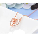 Silver Double Circle CZ Zirconia Necklaces for Women Long Chain Gift