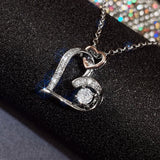 Silver Double Heart Frame Pendant Necklace for Women Wedding Party Jewelry