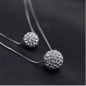 Double Layer CZ Zirconia Crystal Lucky Ball Necklace