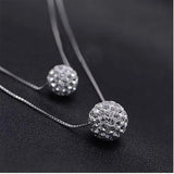 Double Layer CZ Zirconia Crystal Lucky Ball Necklace