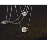 Double Layer CZ Zirconia Crystal Lucky Ball Necklace