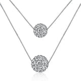Double Layer CZ Zirconia Crystal Lucky Ball Necklace
